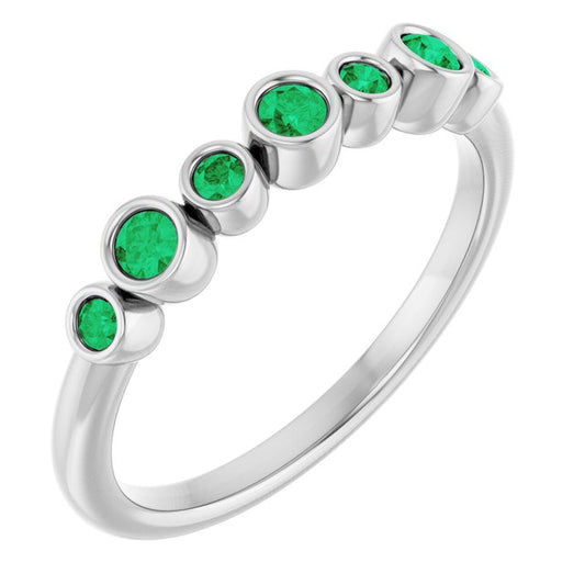 14K Yellow Or White Gold Round 2.25 Mm Polished Lab-Grown Emerald Ring, Size: 7