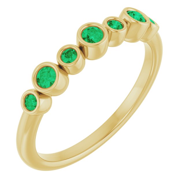 14K Yellow Or White Gold Round 2.25 Mm Polished Lab-Grown Emerald Ring, Size: 7