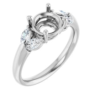 14K White Gold 7.4 mm Round 3/8 CTW Lab-Grown Diamond Semi-Set Engagement Ring Size 7