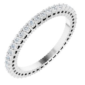 14K White Gold Round 1.3 Mm Gh Si2-Si3 3/8 Ctw Natural Diamond Eternity Band Size 5.5