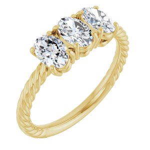 14K Yellow Gold 3-Stone Oval 8 X 6 Mm Lab-Grown Diamond Polished 3 Ctw Lab-Grown Diamond 3-Stone Ring Size 7