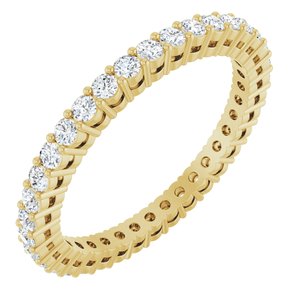 14K Yellow Gold Round 1.7 Mm Gh Si2-Si3 3/4 Ctw Natural Diamond Eternity Band Size 7