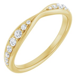 14K Yellow Gold Lab-Grown Diamond Round Lab-Grown Diamond Polished 1/5 Ctw Lab Grown Diamond Pinched Contour Band Size 7