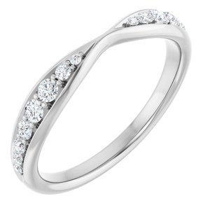 14K White Gold Lab-Grown Diamond Round Lab-Grown Diamond Polished 1/5 Ctw Lab Grown Diamond Pinched Contour Band Size 7