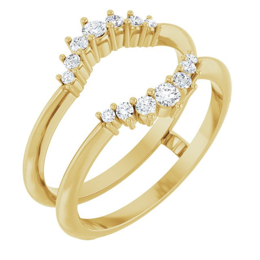 14K Yellow Or White Gold Round 2.2 Mm Polished 1/4 Ctw Lab-Grown Diamond Ring Guard, Size 7
