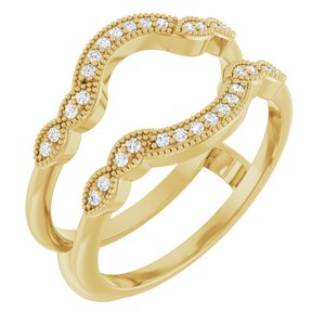 14K Yellow Gold Round 1 Mm Polished 1/8 Ctw Lab Grown Diamond Ring Guard Size 7