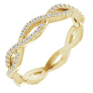 14K Yellow Gold Round 1 Mm G-H Si2-Si3 1/3 Ctw Natural Diamond Infinity-Inspired Eternity Band Size 8