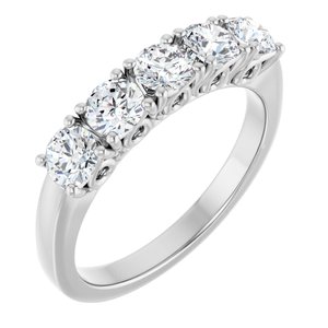 14K White Gold Natural Diamond Round 3.8 Mm Polished 9/10 Ctw Natural Diamond Anniversary Band Size 7
