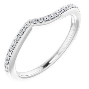 14K White Gold Round 1.4 Mm Polished 1/8 Ctw Natural Diamond Matching Band Size 7