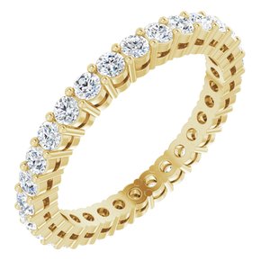 14K Yellow Gold Round 2 Mm Gh Si2-Si3 9/10 Ctw Natural Diamond Eternity Band Size 6