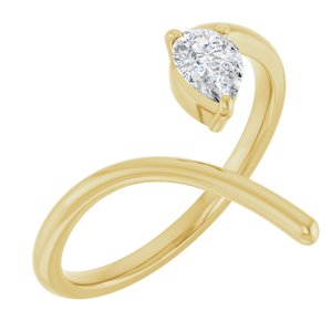 14K Yellow Gold Pear 6 X 4 Mm Polished 1/3 Ct Lab-Grown Diamond Negative Space Ring Size 7