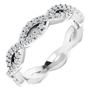 14K White Gold Round 1 Mm G-H Si2-Si3 1/3 Ctw Natural Diamond Infinity-Inspired Eternity Band Size 4.5