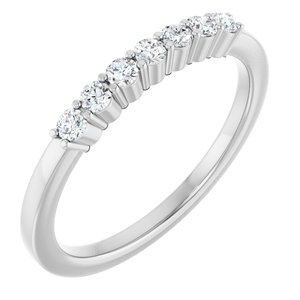 Platinum Round 2 Mm Polished 1/5 Ctw Natural Diamond Anniversary Band Size 7