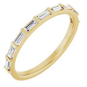 14K Yellow Gold Straight Baguette 3 X 1.25 Mm Polished 1/4 Ctw Lab-Grown Diamond Anniversary Band Size 7