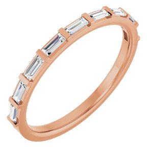 14K Rose Gold Straight Baguette 3 X 1.25 Mm Polished 1/4 Ctw Lab-Grown Diamond Anniversary Band Size 7