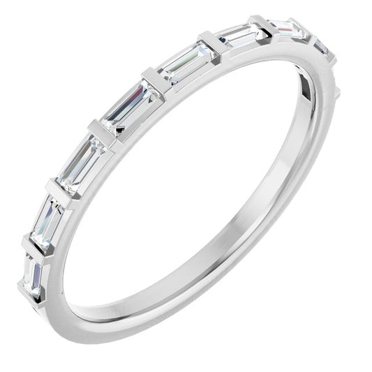 14K White Gold Straight Baguette 3 X 1.25 Mm Polished 1/4 Ctw Lab-Grown Diamond Anniversary Band, Size 7