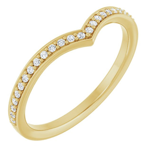 14K Yellow Gold Round 1 Mm Polished 1/8 Ctw Natural Diamond Band, Size 7