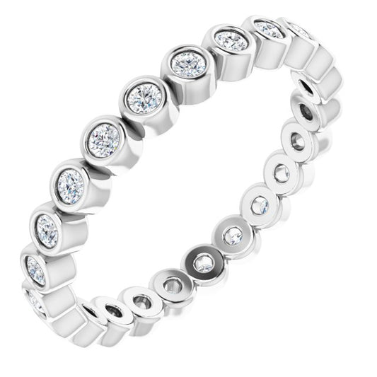 14K White Gold Round 1.5 Mm Si2-Si3, G-H Polished 1/3 Ctw Natural Diamond Eternity Band, Size 6.5