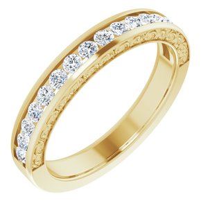 14K Yellow Gold Round 2 Mm 1/2 Ctw Natural Diamond Anniversary Band Size 7
