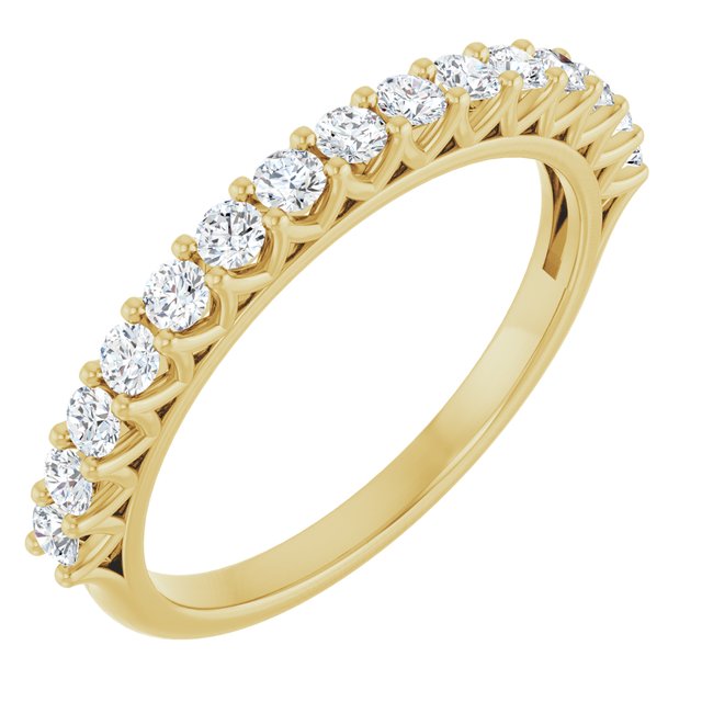14K Yellow Gold Round 2 Mm Polished 1/2 Ctw Lab-Grown Diamond Anniversary Band, Size 7