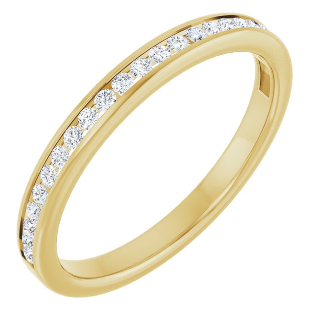 14K Yellow Gold Round 1.3 Mm Polished 1/5 Ctw Natural Diamond Anniversary Band, Size 7