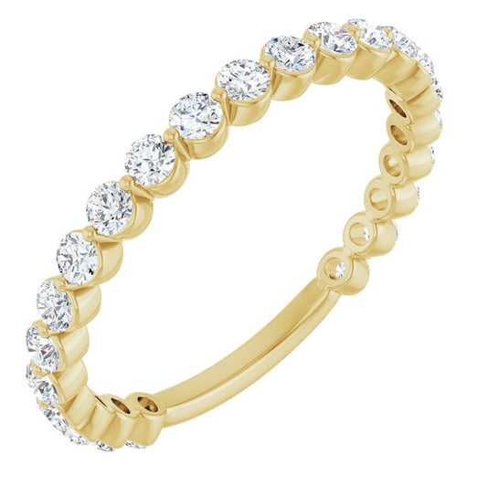 14K Yellow Gold Round 2 Mm Polished 3/4 Ctw Lab-Grown Diamond Anniversary Band, Size 7