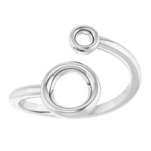 14K White Gold Polished Double Circle Bypass Ring Size 7