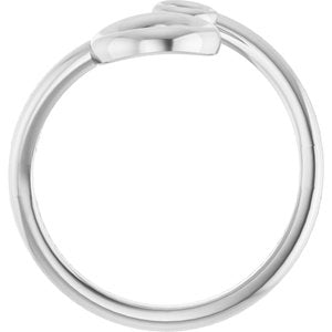14K White Gold Polished Double Circle Bypass Ring Size 7
