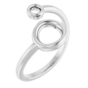 14K White Gold Polished Double Circle Bypass Ring Size 7