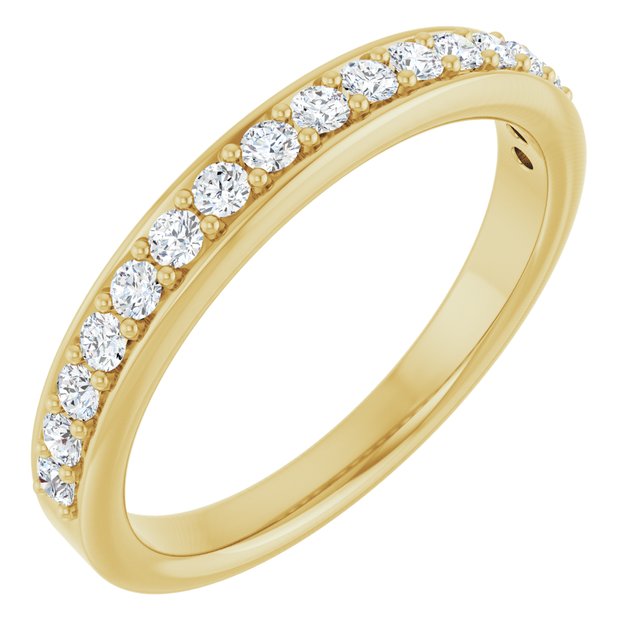 14K Yellow Gold Round 1.7 Mm Polished 1/3 Ctw Natural Diamond Anniversary Band, Size 7