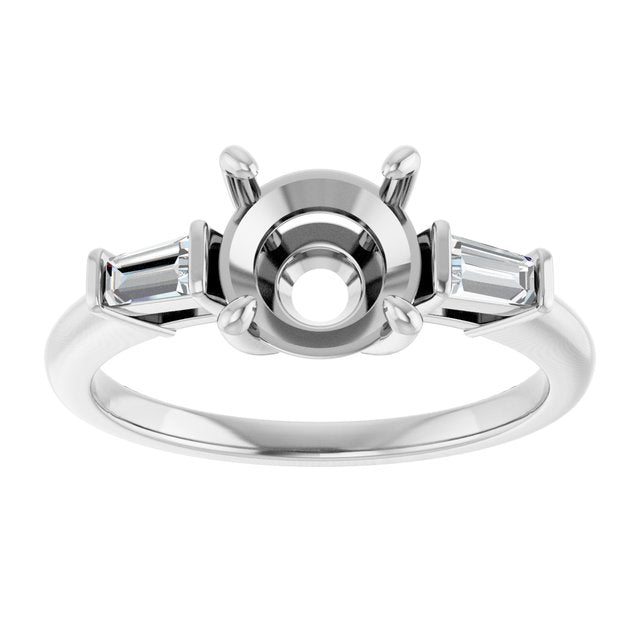 14K White Gold Round 7.4 Mm Polished 1/5 Ctw Lab-Grown Diamond Semi-Set Engagement Ring, Size 7