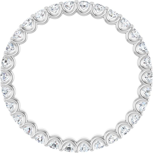 14K White Gold Round 2 Mm Si2-Si3, G-H Polished 9/10 Ctw Natural Diamond Eternity Band, Size 7