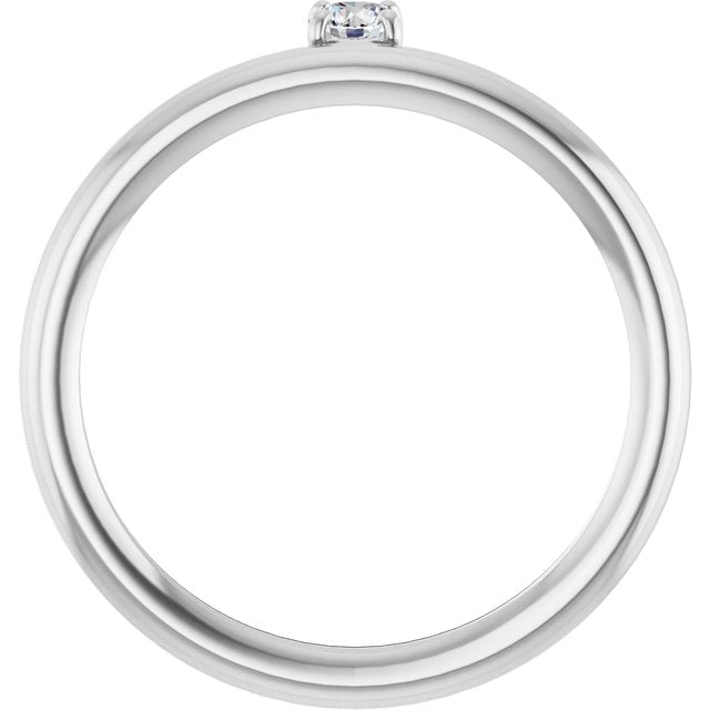 14K White Gold Round 3 Mm Polished 1/10 Ct Lab-Grown Diamond Stackable Ring, Size 7