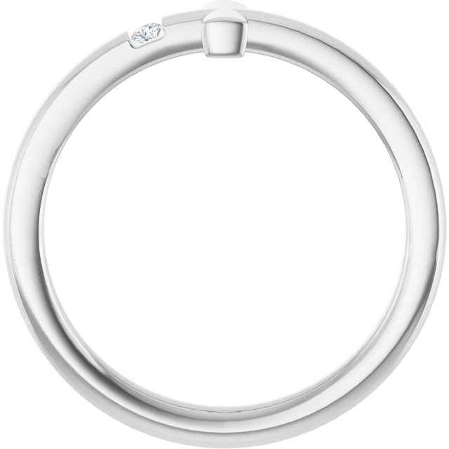 14K White Gold Or Sterling Silver Round Polished Natural Gemstone Sideways Cross Youth Ring, Size 3
