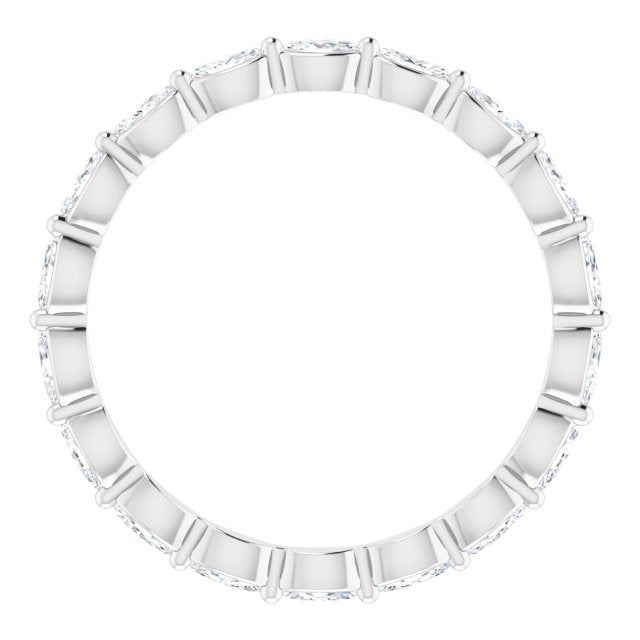 14K White Gold Marquise 3.5 X 2 Mm Si2-Si3, Ghi Polished 3/4 Ctw Natural Diamond Eternity Band, Size 6.5