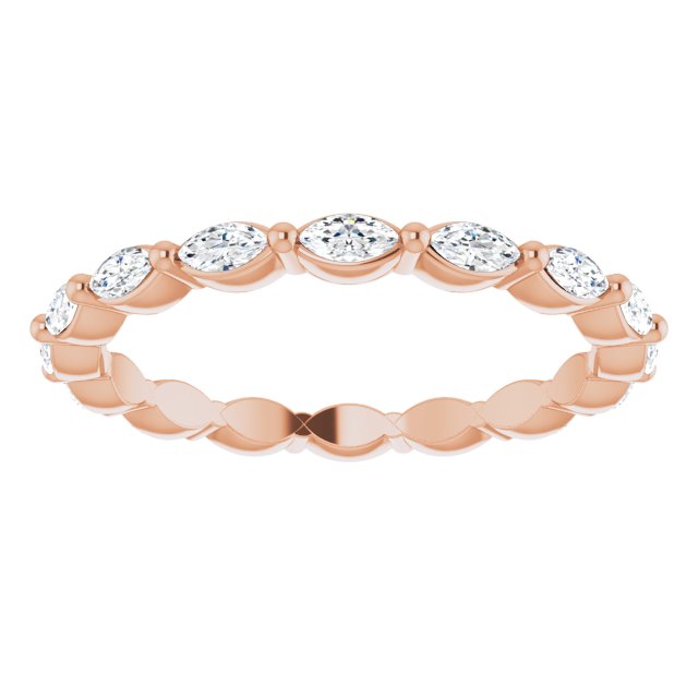 14K Yellow Or Rose Gold Marquise 3 X 1.5 Mm Si2-Si3, Ghi Polished 1/2 Ctw Natural Diamond Eternity Band, Size 7