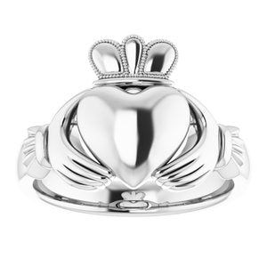 Sterling Silver 8.5 Mm Polished Claddagh Band Size 6