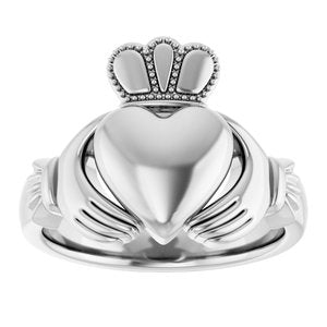 10K Or 14K White Or Rose Gold 8.5 mm Claddagh Band