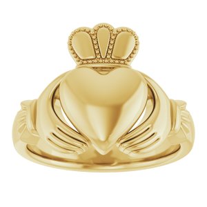 14K Yellow Or White Or Rose Gold Or Sterling Silver Or Platinum Claddagh Band