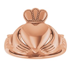 14K Yellow Or White Or Rose Gold Or Sterling Silver Or Platinum Claddagh Band