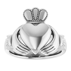14K Yellow Or White Or Rose Gold Or Sterling Silver Or Platinum Claddagh Band