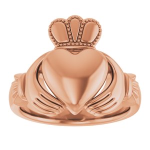 14K Yellow Or White Or Rose Gold Or Sterling Silver Or Platinum Claddagh Band