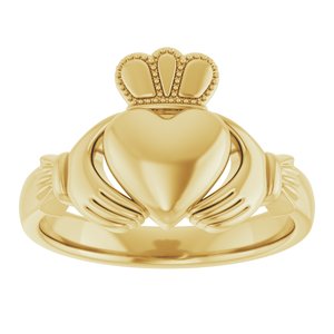 18K Yellow Or White Gold 8.5 mm Claddagh Band