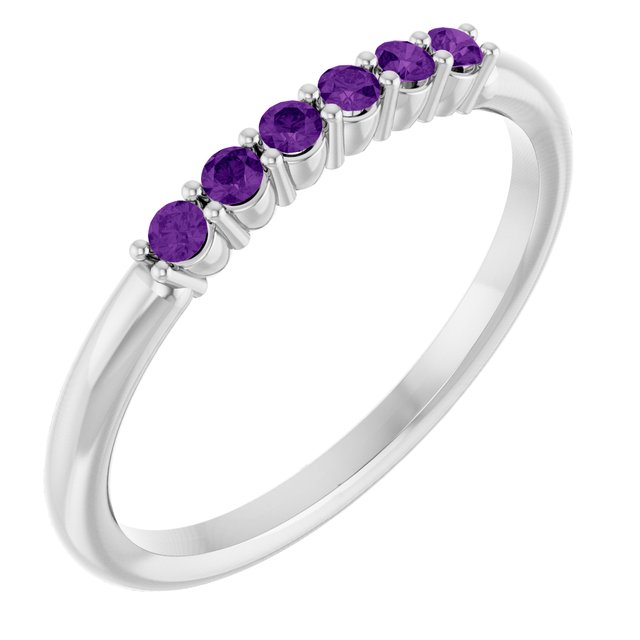 14K Yellow Or White Gold Round 1.75 Mm Polished Natural Gemstone Stackable Ring, Size: 7
