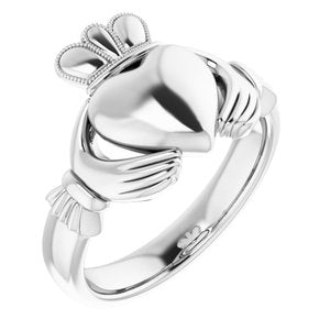 Sterling Silver 8.5 Mm Polished Claddagh Band Size 6