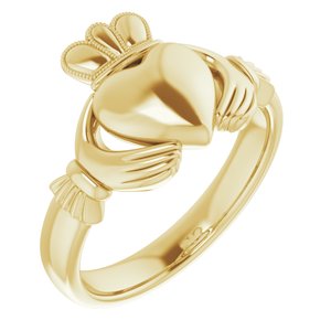 14K Yellow Gold 8.5 Mm Polished Claddagh Band Size 12