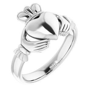 Sterling Silver 8.5 Mm Polished Claddagh Band Size 8
