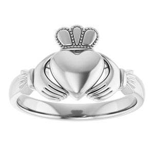 10K Or 14K White Or Rose Gold 8.5 mm Claddagh Band