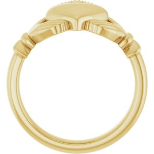 14K Yellow Or White Or Rose Gold Or Sterling Silver Or Platinum Claddagh Band