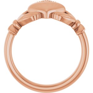 14K Yellow Or White Or Rose Gold Or Sterling Silver Or Platinum Claddagh Band